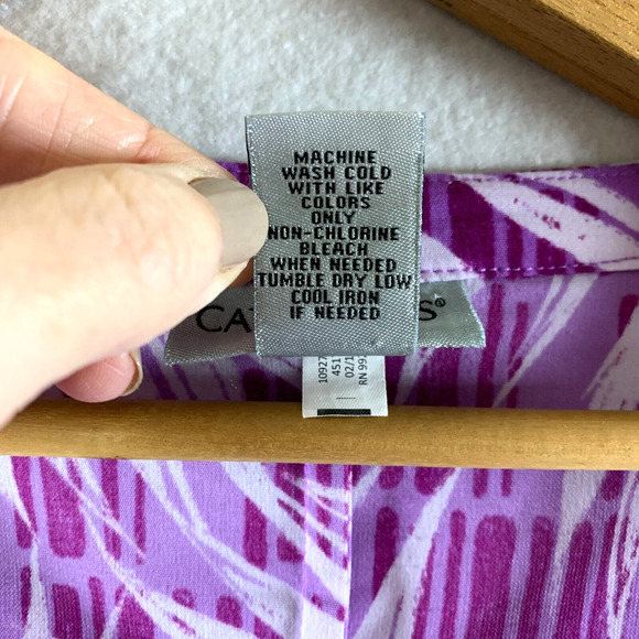 Catherines Womens Button Up Tunic Blouse‎ Sz 2X Purple Tropical Beachy Travel - Picture 12 of 13